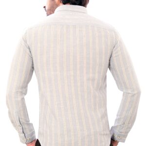 Linen Cotton Light Sky Blue Mens Striped Full Sleeve Shirt P2812