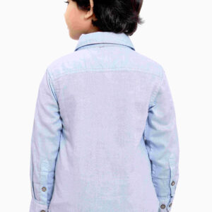 Pure Cotton Powder Blue Color Yarn Dyed Boys Plain Full Sleeve Casual Shirt P2800
