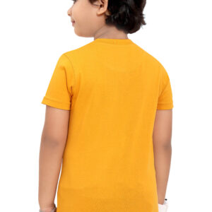 Pure Cotton Golden Yellow Printed Round Neck Boys T Shirt P2948