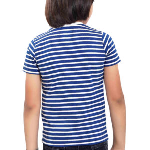 Pure Cotton Blue & White Striped Round Neck Boys T Shirt P2953