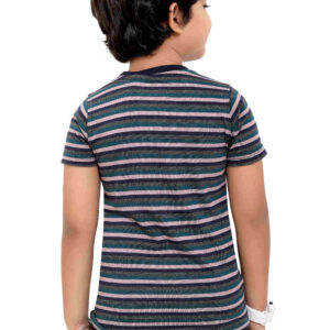 Pure Cotton Multi Color Striped Round Neck Boys T Shirt P2955