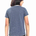 Pure Cotton Marbel Blue Color Striped Round Neck Boys T Shirt P2956