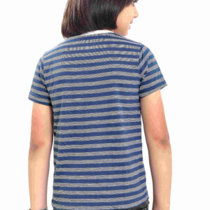Pure Cotton Marbel Blue Color Striped Round Neck Boys T Shirt P2956