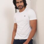 Mens Solid Crew Neck White Dobby TShirt P3708