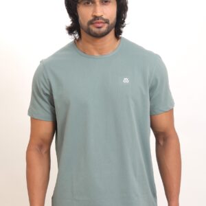Mens Solid Crew Neck Azure Light Dobby TShirt P3711
