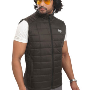 MENS REVERSIBLE DARK OLIVE GREEN AND PALE GREEN SALEEVLESS PUFFER JACKET P3718