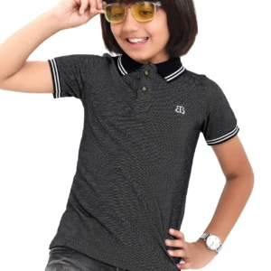 Pure Cotton Navy Blue Yarn Dyed Boys Polo Tshirt P2896