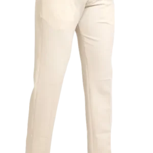 Mens PV Lycra White Cream Textured Formal Trouser P3667