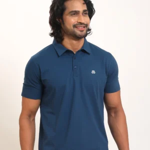 Mens Solid Regular Fit Aegean Blue Polo Nylon TShirt P3772
