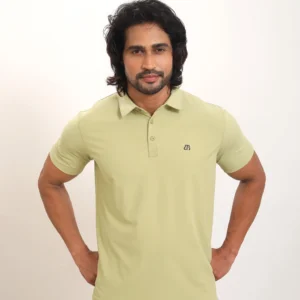 Mens Solid Regular Fit Pista Tinge Polo Nylon TShirt P3773