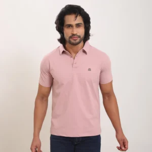 Mens Solid Regular Fit Salmon Peach Polo Nylon TShirt P3774