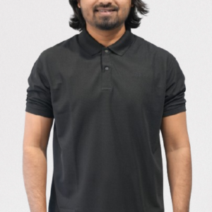 Mens Solid Dry Fit Polo Neck Black T Shirt P3849
