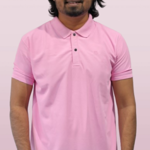 Mens Solid Dry Fit Light Pink Polo Neck T Shirt P3855