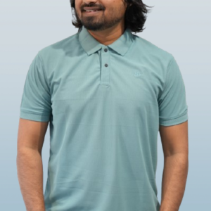 Mens Solid Dry Fit Medium Turquoise Polo Neck T Shirt P3858