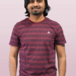 Mens Striped Round Neck Pure Cotton Maroon and Blue T Shirt P3905