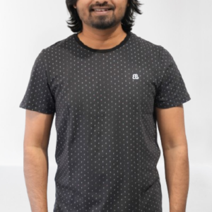 Mens Printed Round Neck Pure Cotton Black T Shirt P3908