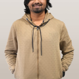 Mens Regular Fit Jacquard Peanut Color Hoodie P3934