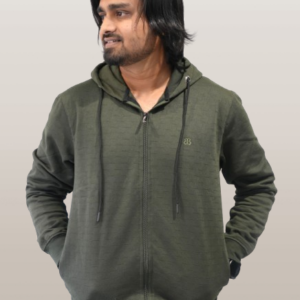 Mens Regular Fit Jacquard Green Hoodie P3936