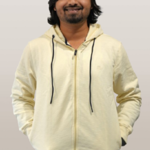 Mens Regular Fit Jacquard Cream Yellow Hoodie P3938
