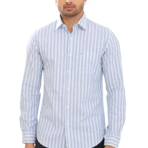 Mens Striped Oxford Pure Cotton Full Sleeve Shirt P3961