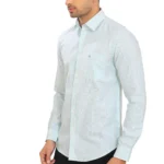Mens Aquamarine and Sky Blue Striped Oxford Pure Cotton Full Sleeve Shirt P3969